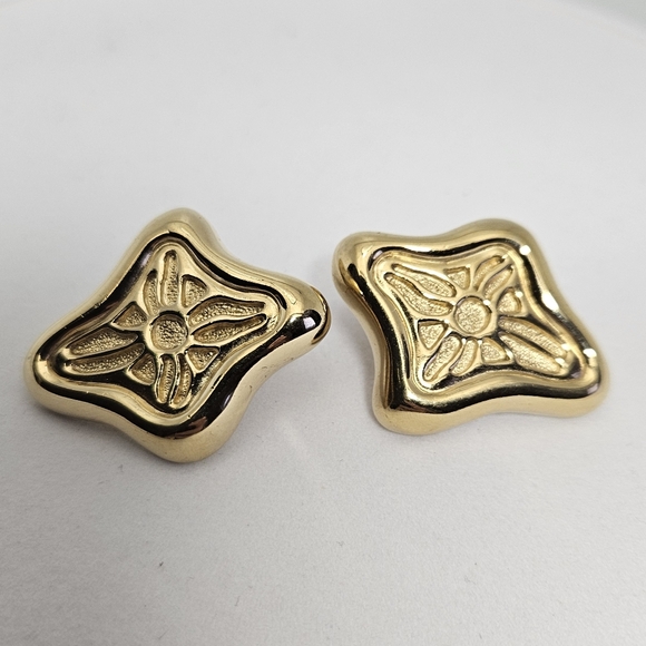 1980s Vintage Givenchy Modernist Gold-Plated Earrings